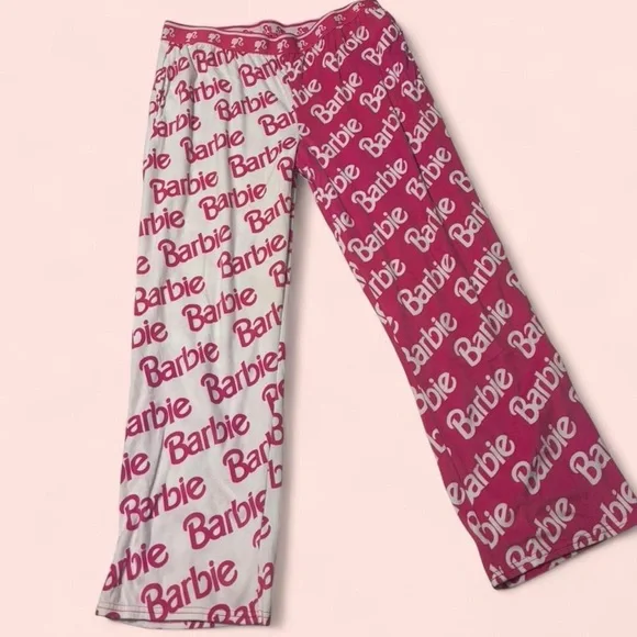 Barbie Pajama Bottoms - Pink and White - Picture 1 of 2